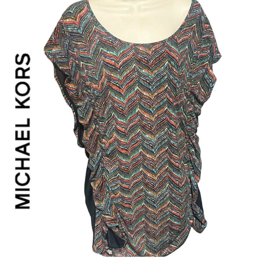 Michael Kors Chevron Pattern Top in Gray, Orange, and Green Woman size Large